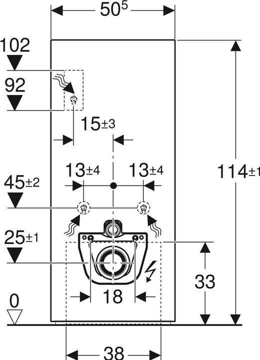 Actual product image Geberit Monolith PLUS sanitary module for wall-mounted toilet, 114cm, water connection center back