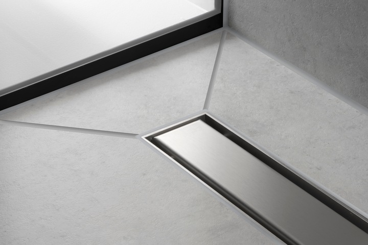 Actual product image hansgrohe RainDrain Match finished set shower channel 1000 with height-adjustable frame (brushed stainless (1000 mm)
