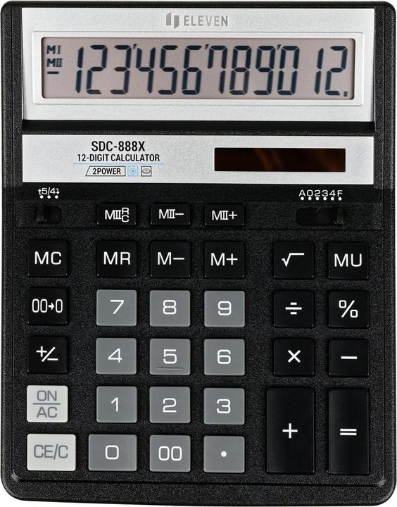Produktbild Eleven Taschenrechner Taschenrechner SDC888XBK, schwarz, Desktop, 12 Ziffern (Batterien, Solarzellen)