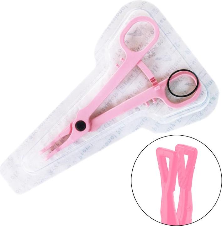 Produktbild Star Piercing Sterile einweg Zange pink Gazeklemme geschlossen dreieck gezackt (Kunststoff, ohne Messing)