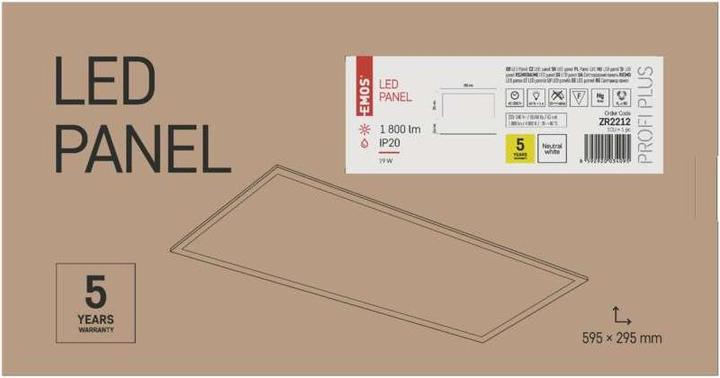 Produktbild Emos LED Panel 30×60 Rechteck, Einbauleuchte weiss, 19W neutralw. (1800 lm)