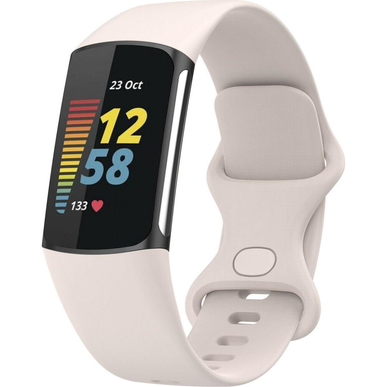 Strap-it Silikonarmband (Silikon, Fitbit Charge 5), Uhrenarmband, Weiss
