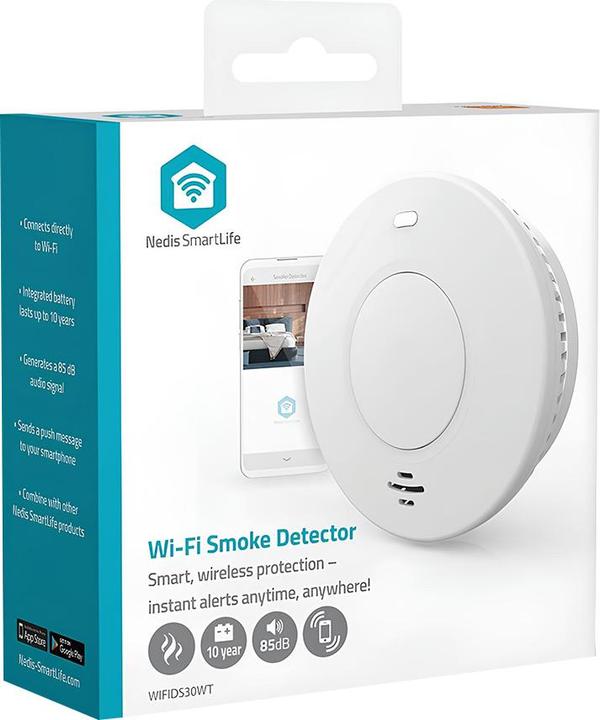 Image du produit Nedis SmartLife Smoke Detector | Wi-Fi | Battery Powered | Sensor life cycle: 10 year | EN 14604 | M