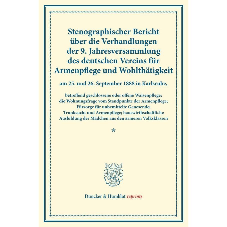 Thumbnail - Stenographischer Bericht über die Verhandlungen der 9. Jahresversammlung des deutschen Vereins für A, Fachbücher