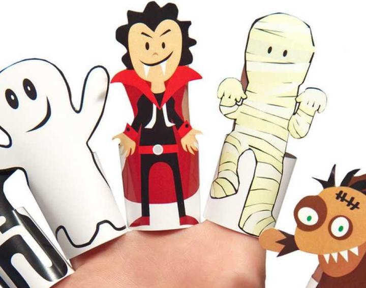 Actual product image Pukaca Paper finger puppet set. 8 monsters (German)