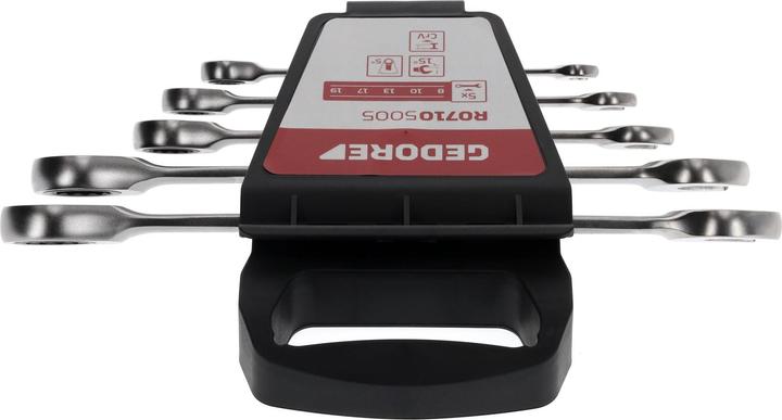 Actual product image Gedore Red red R07105005 Combination ratchet open-end spanner set SW8-19 mm 5 pieces (10 mm, 19 mm, 29 mm, 7 mm, 8 mm)