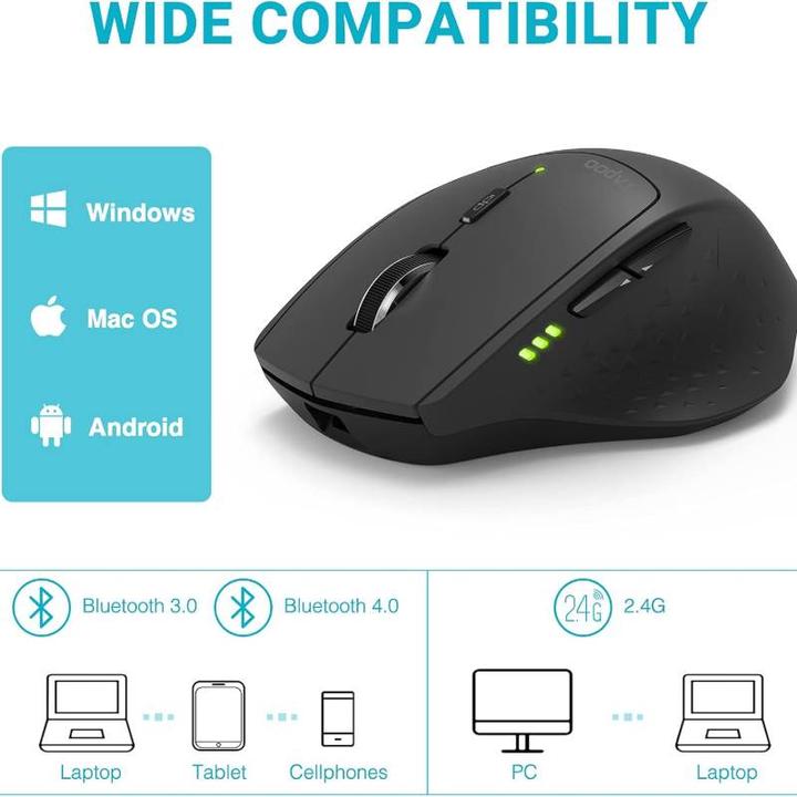 Actual product image Rapoo - MT550 - Bluetooth Maus - Kabellose Maus, Schwarz (Wireless)