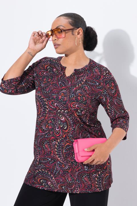 Produktbild Ulla Popken Longshirt, Paisley, A-Linie, Tunika-Ausschnitt, 3/4-Arm (56)