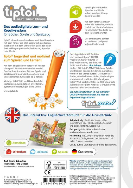 Actual product image tiptoi Grundschulwörterbuch Englisch (German, Nina Dulleck, Jebautzke Kirstin, Kirstin Jebautzke, 2013)