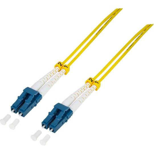 LogiLink LWL Duplex Patchkabel, OS2, 9/125µ, LC-LC, gelb, 50 m (50 m), Netzwerkkabel