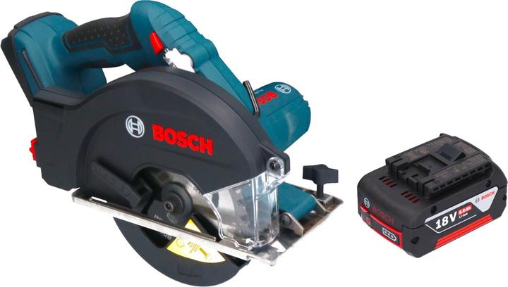 5.0 Ah, 5000 mAh Li-Ion battery, 1.2 x 20 mm, 30T (2608837746), 1x rip fence (2610347119), 1x Bosch GBA 18 Volt, 1x Bosch GKM 18V-50 Professional cordless metal circular saw, 1x circular saw blade Standard for Steel 136 x 1.6