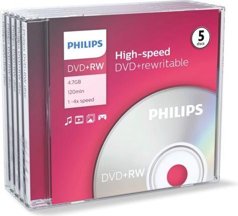 Actual product image Philips 1x5 DVD+RW 4.7GB 4x JC (5x)