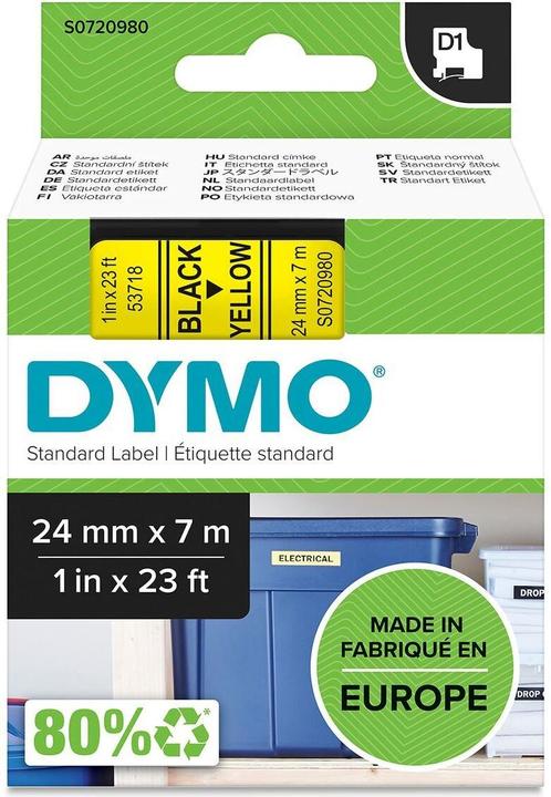 Produktbild Dymo Beschriftungsband (2.40 cm, Gelb, Schwarz)