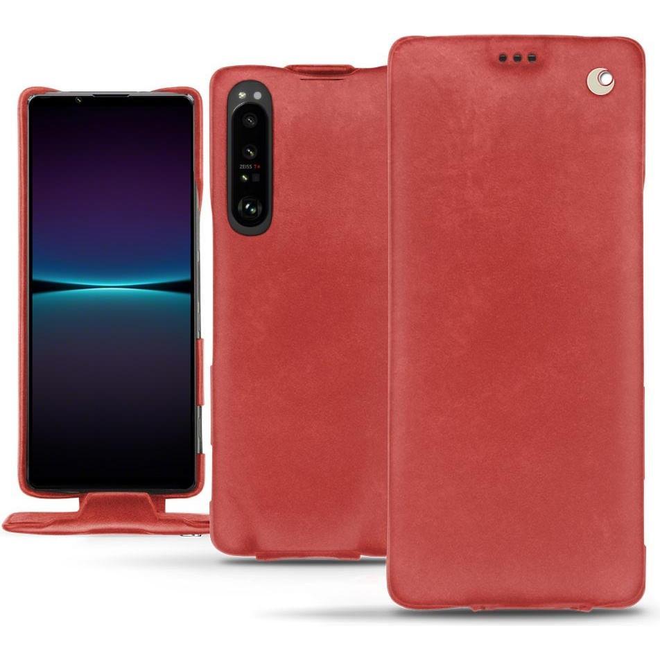 Noreve Lederschutzhülle vertikal (Sony Xperia 1 IV), Smartphone Hülle, Rot