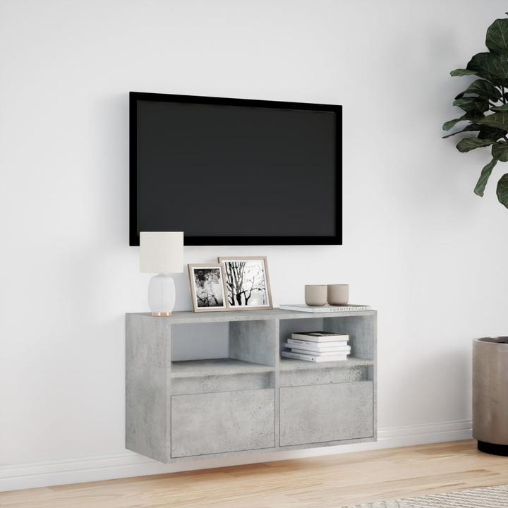 Image du produit vidaXL Armoire TV Armoire murale Lowboard Suspendu avec éclairage LED Gris béton