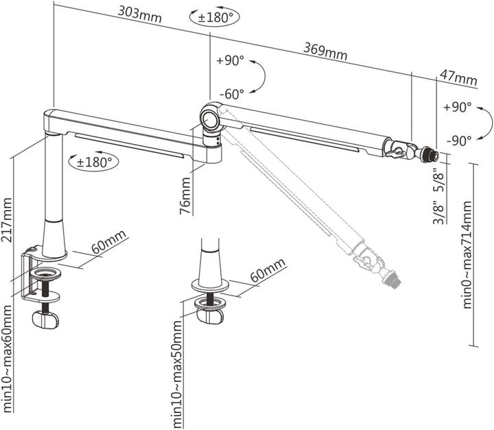 Image du produit Roline Bras de microphone de studio professionnel Aluminium