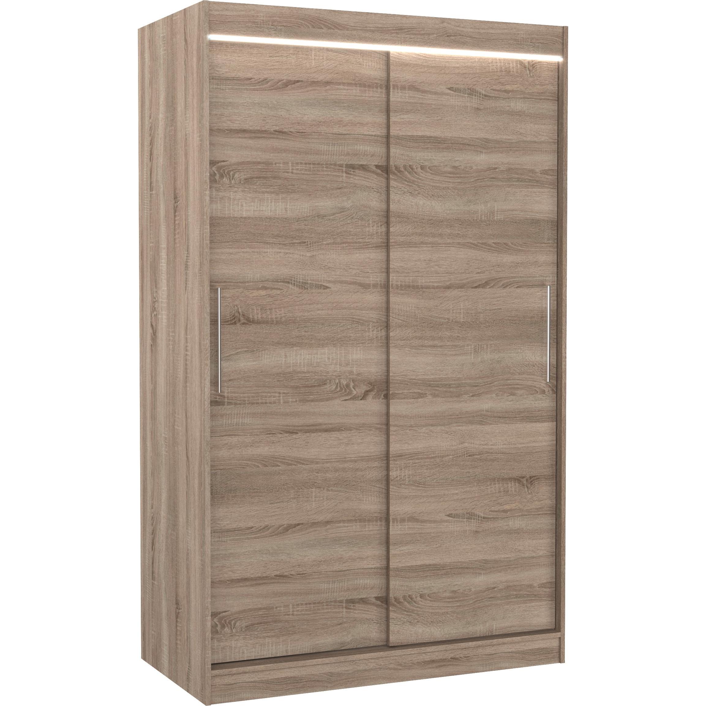 ADRK Furniture, Kleiderschrank, Verschiebbarer Kleiderschrank mit Beleuchtung LED COLLIN 120 (120 x 58 x 200 cm)