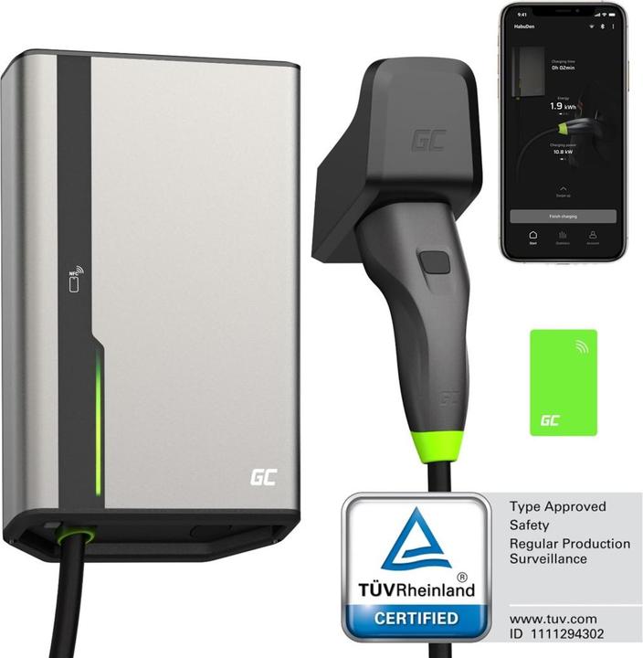 Actual product image GreenCell GC EVGC021B2275 - Wallbox, 3,6 - 22 KW, 7,5 m, NFC (Type 2, 22 kW, 32 A, Hard wired)