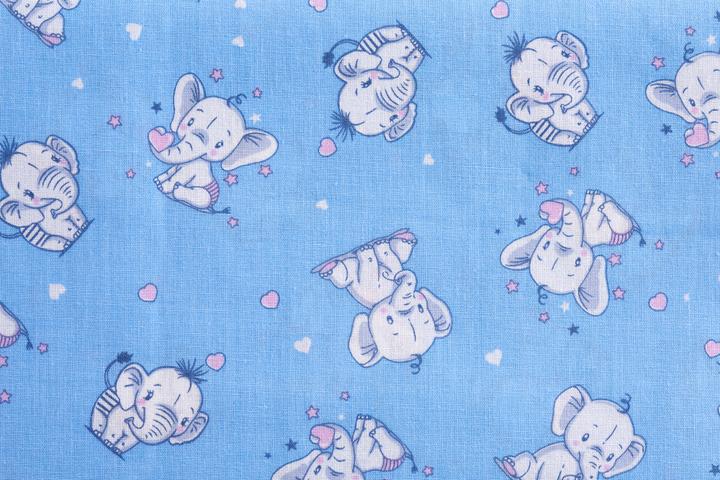 Image du produit VBS Tissu de coton "petits éléphants" bleu clair, largeur 140 cm, vendu au mètre