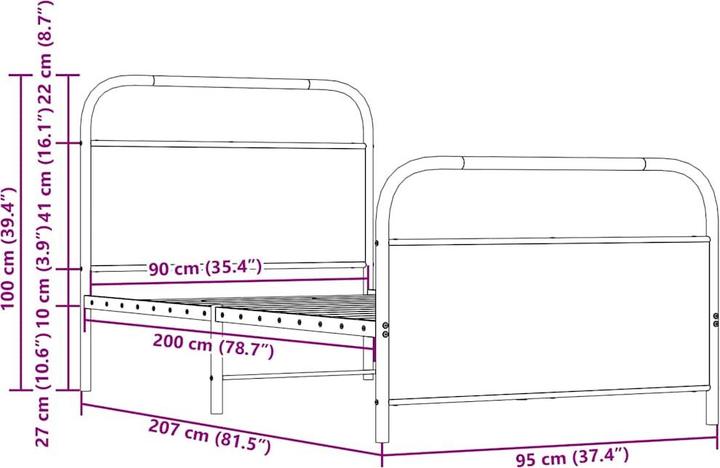 Immagine prodotto vidaXL Letto senza materasso (137 x 190 cm)