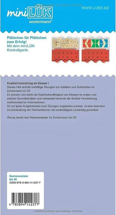 Actual product image mini LÜK Rechenmeister bis 20 (German, Michael Junga, 2008)