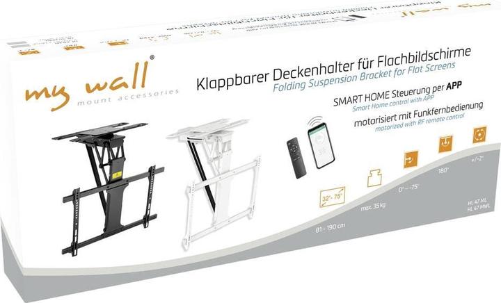 Produktbild myWall Motorisierter & klappbarer Deckenhalter für Flachbildschirme (Decke, 75")
