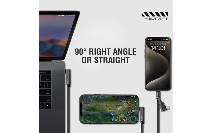 Actual product image 4smarts USB-C Kabel ComboCord Flat Right Angle (1.50 m, USB 2.0, 240 W)