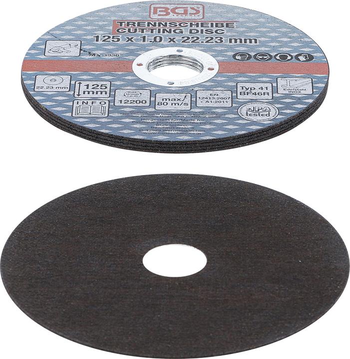 Actual product image BGS Cutting Discs for Stainless Steel Ø 125 x 1.0 x 22.2 mm 5 pcs.