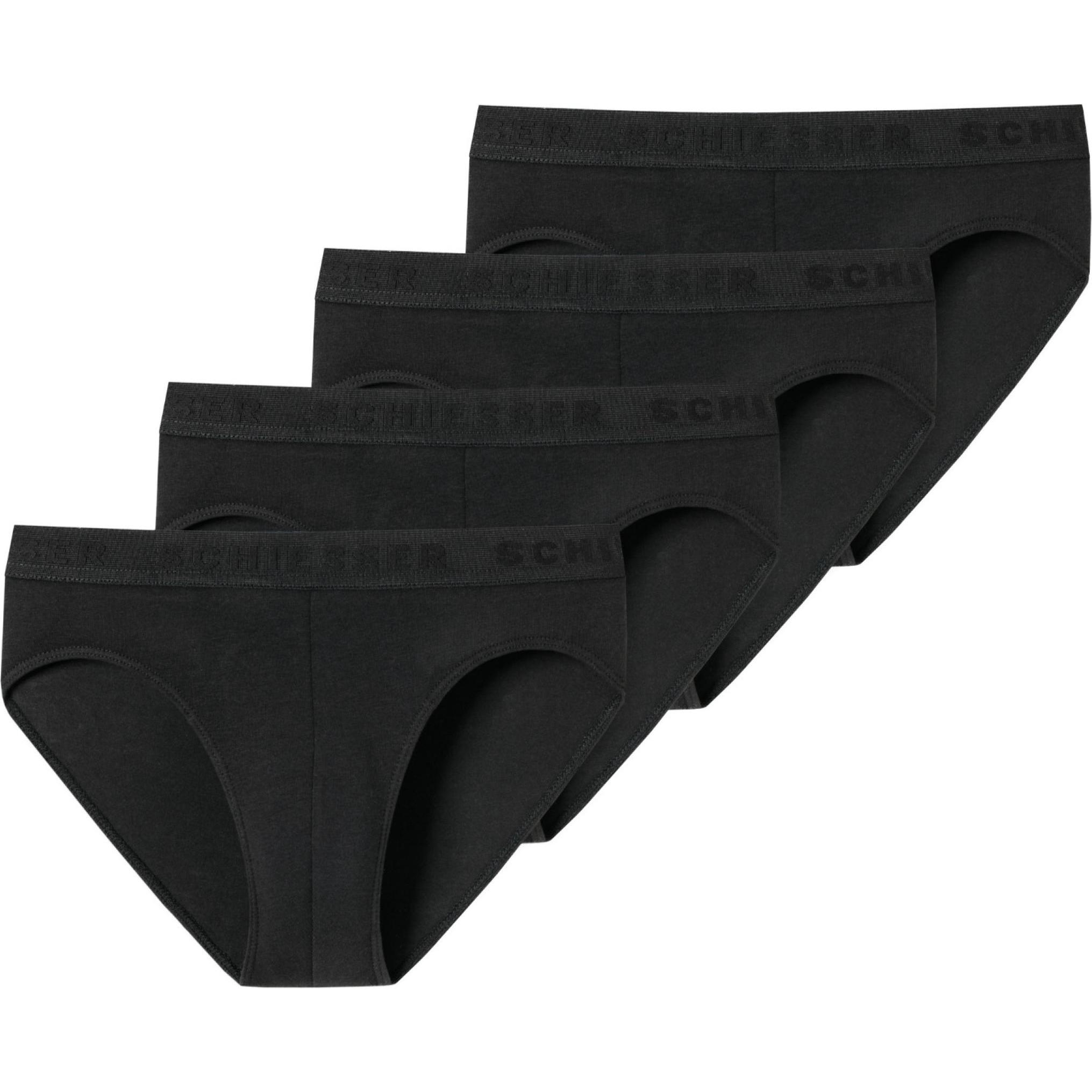 Schiesser, Jungen, Unterhosen, 4er Pack Teens Boys 95/5 Organic Cotton Slips / Unterhosen, Schwarz, (164, 4er Pack)