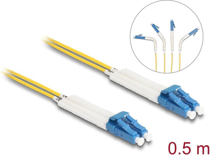 Produktbild Delock LWL Kabel LC-D > LC-D Singlemode OS2 winkelbar 0,5m (0.50 m)