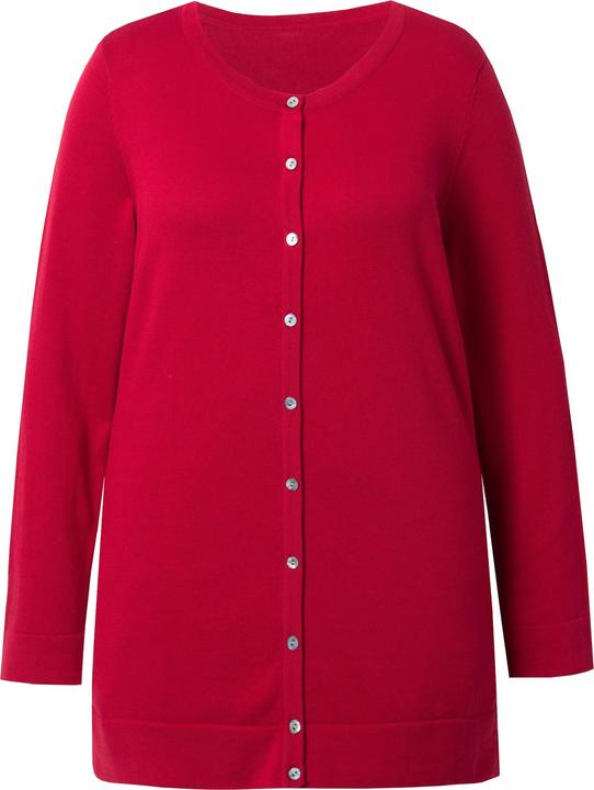 Immagine prodotto Ulla Popken Cardigan da twin set in cotone Pima con scollo a girocollo e maniche lunghe (62)