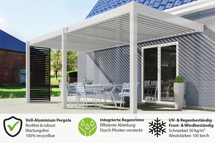 Produktbild Weide Wandpergola Deluxe Plus 3.6x5.3m Weiss (360 cm, 530 cm)