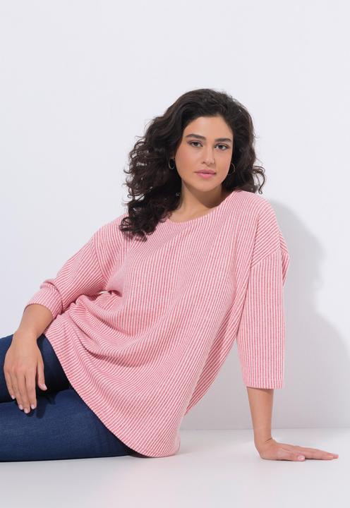 Produktbild Ulla Popken Pullover, Streifenstruktur, Rundhals, 3/4-Arm (44)