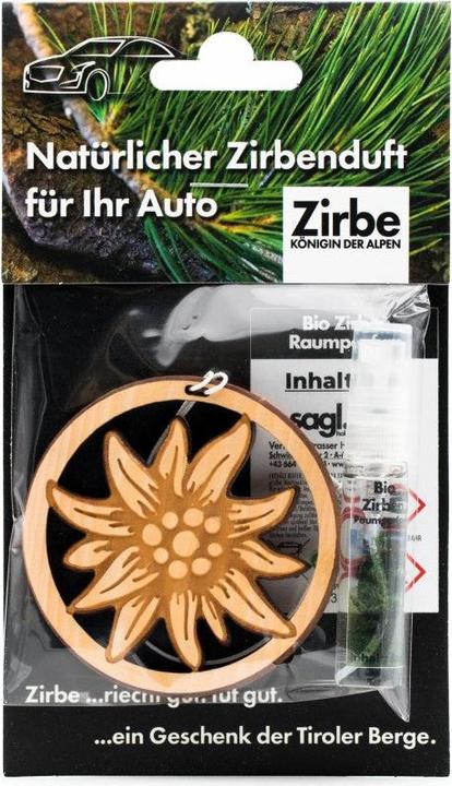 ZNatur Zirben Holz Arvenholz Autoduft Aufhänger Anhänger Geschenk Deko Edelweiss No.113