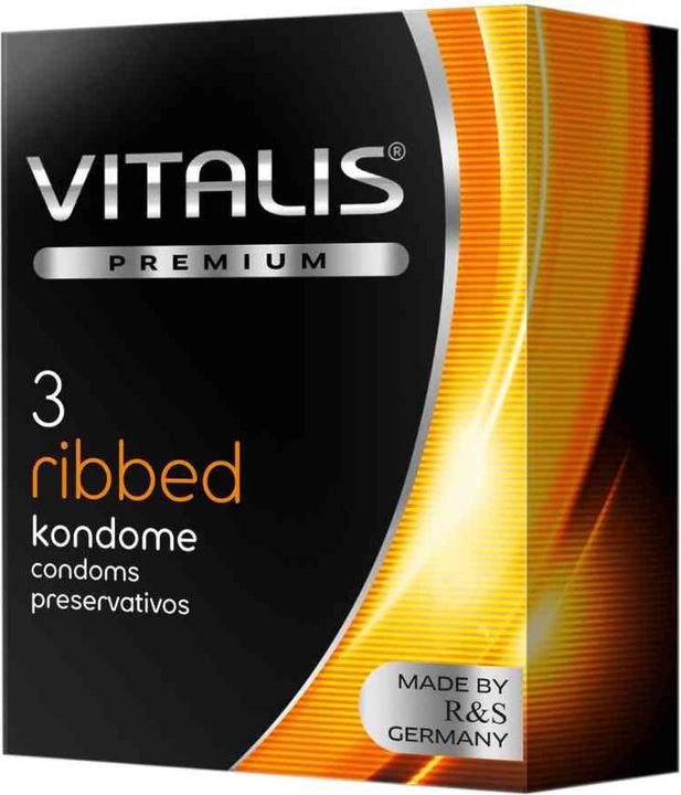 Produktbild Vitalis PREMIUM «Ribbed» 3 Kondome mit Rippen für das extra harte Sexerlebnis (3 Stk.)