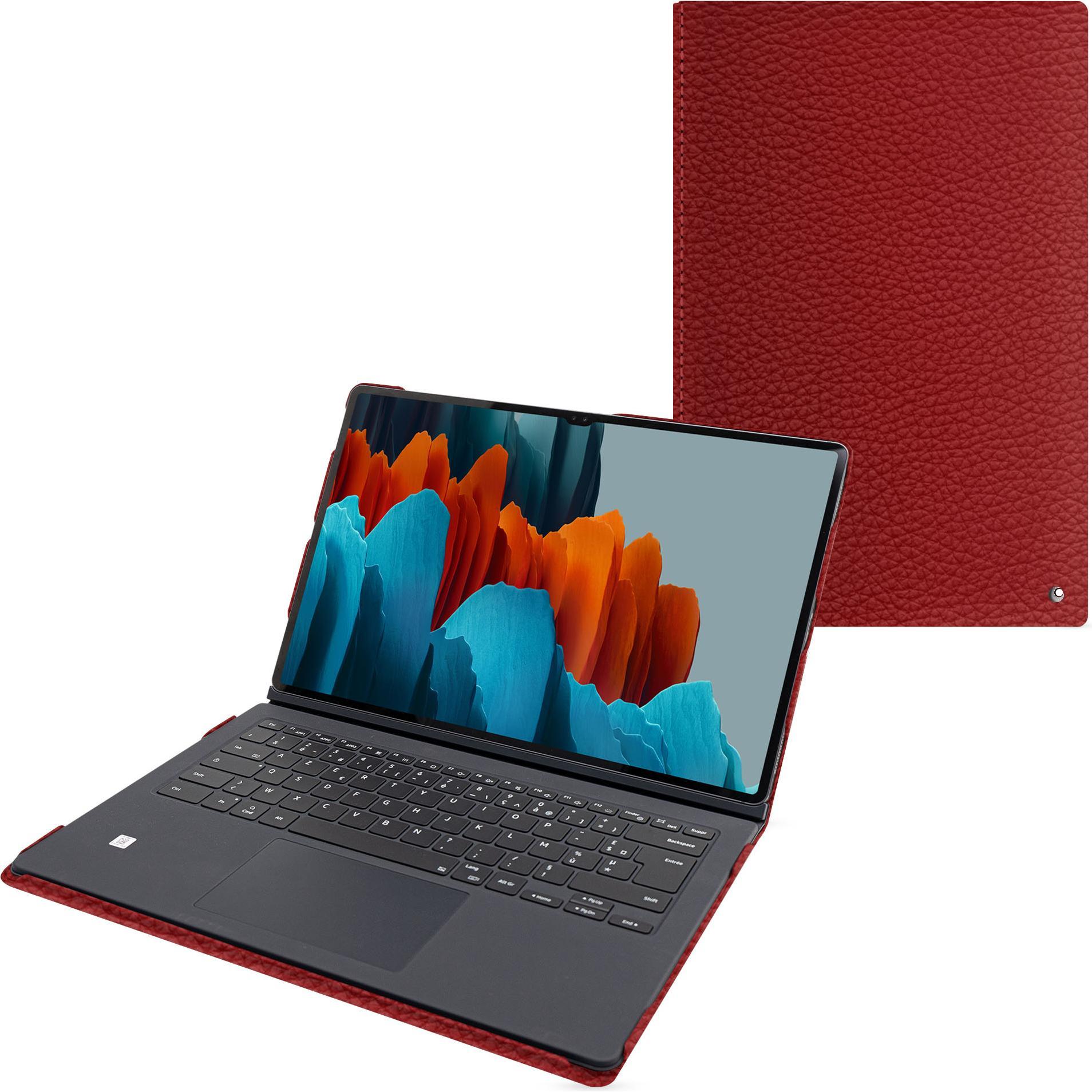 Thumbnail - Noreve Lederschutzhülle Samsung Galaxy Tab S9 Ultra + Book Cover Keyboard (Galaxy Tab S9 Ultra), Tablet Hülle, Rot