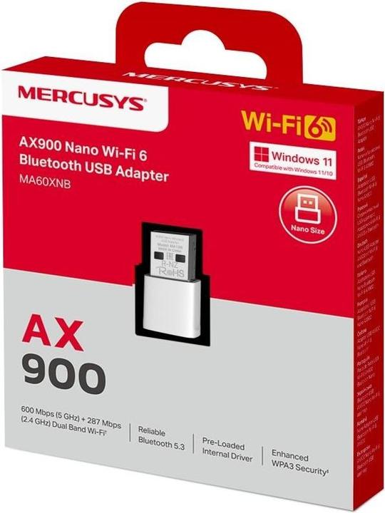Produktbild Mercusys USB-WiFi-6-Bluetooth-AX900-Adapter, Nano, Dual-Band (USB 2.0)