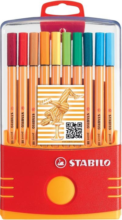 Image du produit STABILO point 88 Fineliner (Abricot, Bleu, Bleu clair, Bleu moyen, Bleu nuit, Bleu turquoise, Gris foncé, Jaune, Lila, Marron, Noir, Ocre foncé, Orange, Pink, Rouge, Vert, Vert pomme, Vert sapin, Violet, 20x)