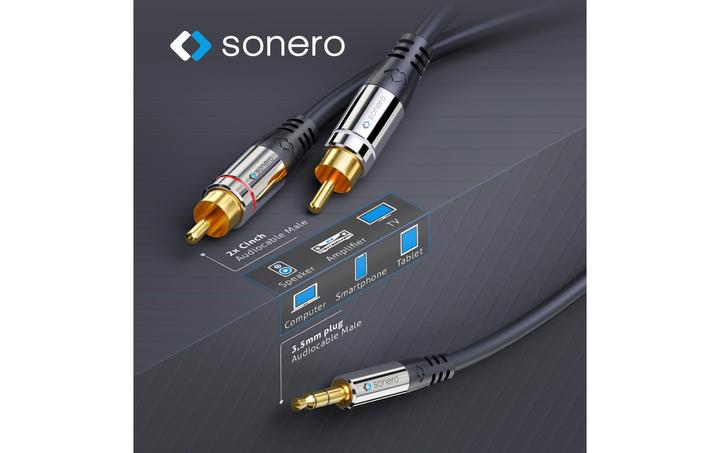 Immagine prodotto Sonero Jack da 3,5 mm - 2x cinch (2 m, Connettore da 3,5 mm (AUX), Cinch)