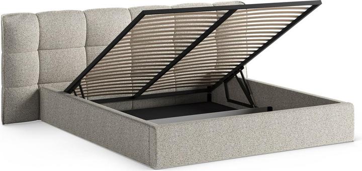 Actual product image Micadoni Storage Bed With Headboard, "Eric", Beige Melange, 225x230x104 Made in Europe (140 x 200 cm)