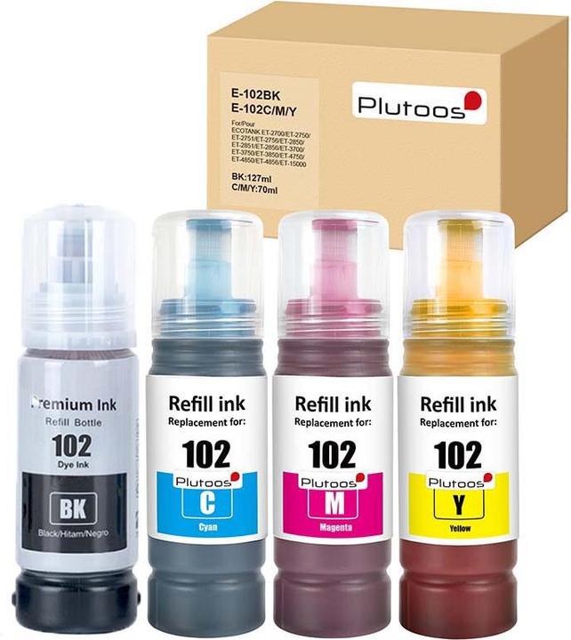 Produktbild Plutoos Epson 102 Ecotank Patrone XXL kompatibel, 4erFarbset