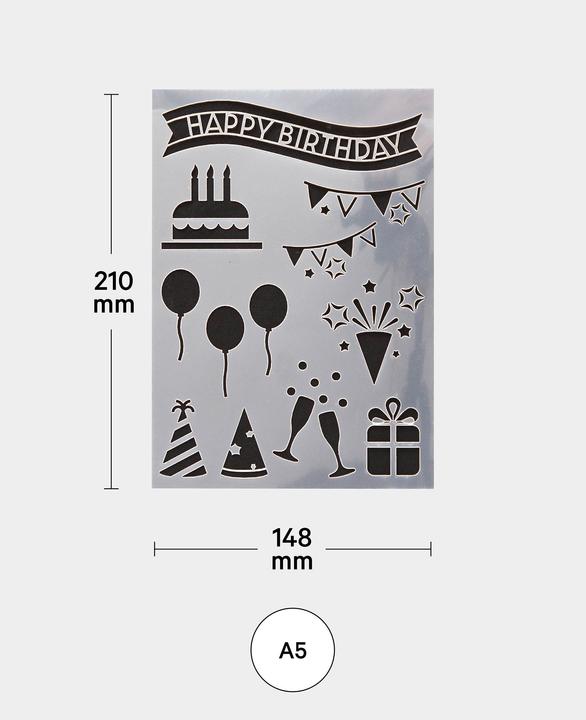 Actual product image I Am Creative Happy Birthday stencil, A5