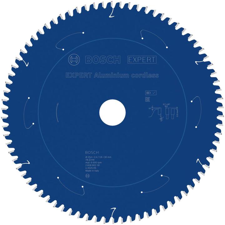 Productafbeelding Bosch Professional Zubehör EXPERT Aluminium Kreissägeblatt, 254x30 mm, T78