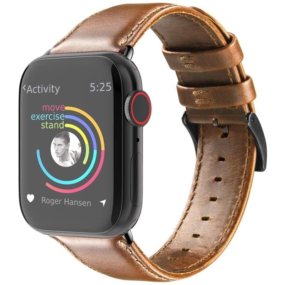 Strap-it Lederarmband (Leder, Apple Watch), Uhrenarmband, Braun