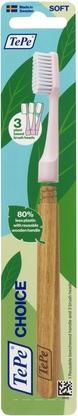 Produktbild TePe Choice Toothbrush Soft Pink Wooden Handle 3 Brush Heads Soft Bristle Toothbrush Good for Teeth (Weich, 1 x)