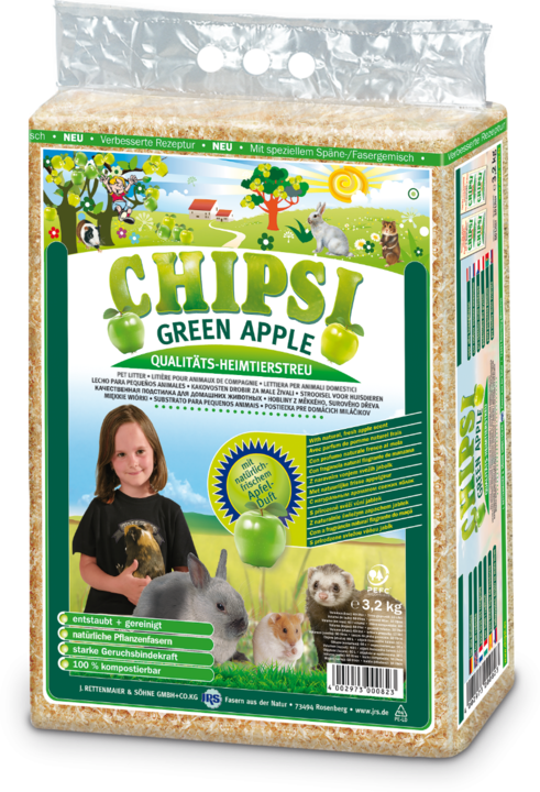 Image du produit Cat's Best Litière pour animaux domestiques JRS Chipsi plus Green Apple 3,2 kg (3.20 kg, Copeaux)