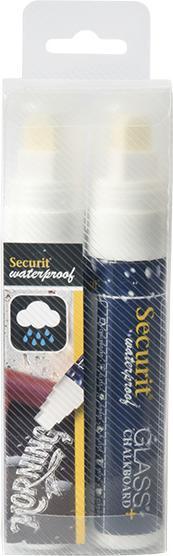 Image du produit Securit Marqueur craie WATERPROOF LARGE, étui de 2 pièces, blancá (2 x)
