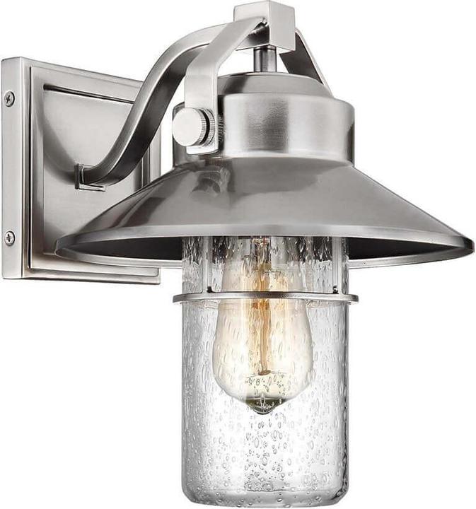 Elstead Lighting Boynton lampada da parete per esterni E27 27cm Acciaio spazzolato, laccato IP44 Antiacqua (E27, IP44)
