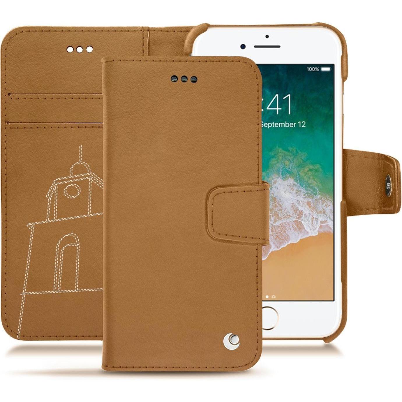 Noreve Lederschutzhülle Wallet (Apple iPhone 7), Smartphone Hülle, Braun