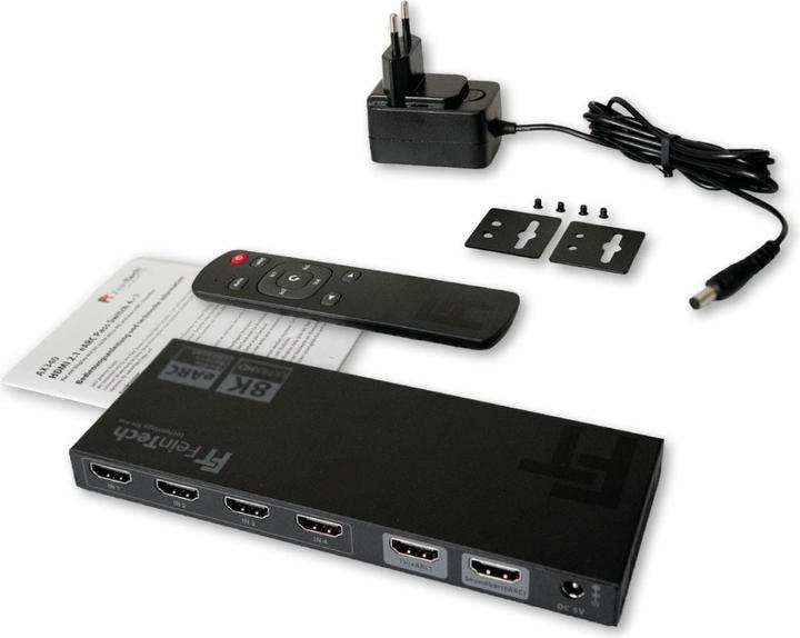 Produktbild FeinTech AX340 HDMI 2.1 Audio Extractor 4 In 1 Out + eARC-Soundbar | eARC-TV